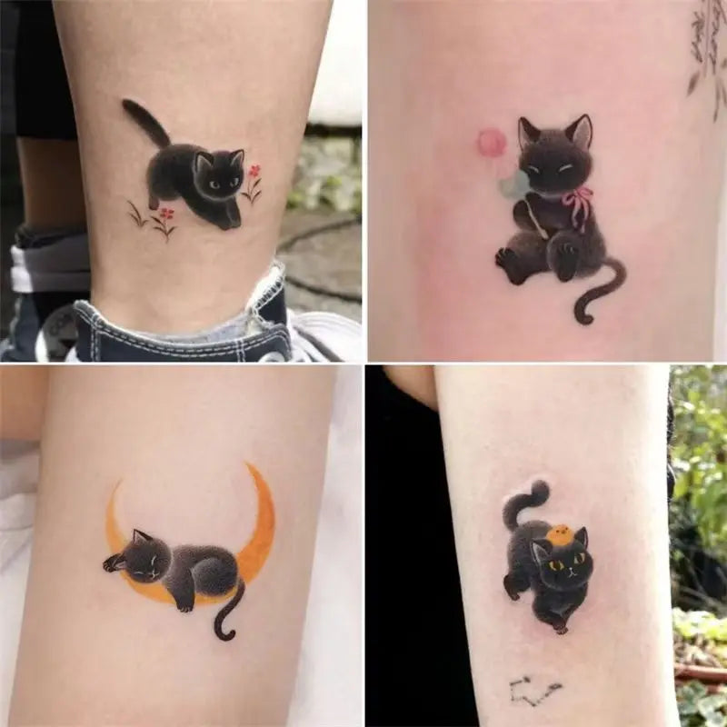 schwarze Katze Tattoo Aufkleber