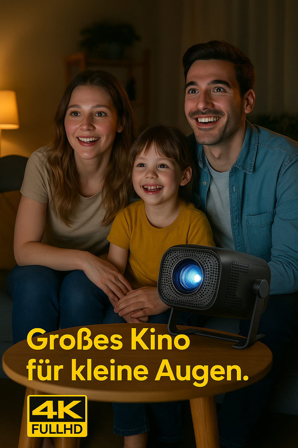 Treyvox™ One – Mobiler Mini-Beamer mit 300 ANSI Lumen, 4K-Support, WiFi6, BT5.0 & Apple-Kompatibilität