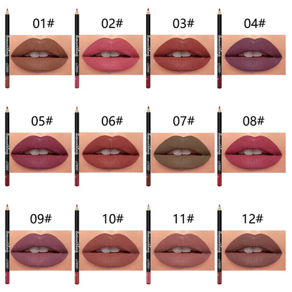 12 Farben matt Konturenstift, Lippen