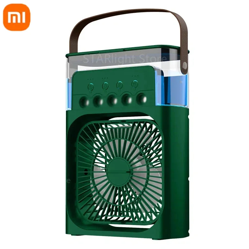 3-in-1 tragbarer Ventilator mit LED-Licht.