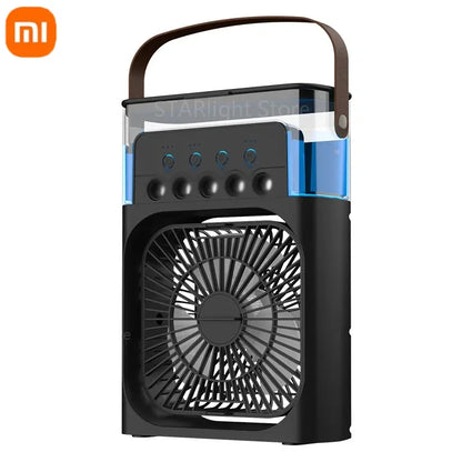 3-in-1 tragbarer Ventilator mit LED-Licht.