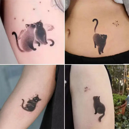 schwarze Katze Tattoo Aufkleber