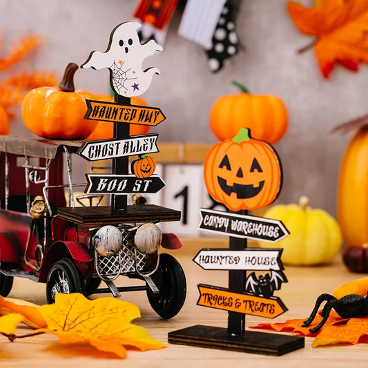 Halloween Holz Dekorationen Kürbis Geist