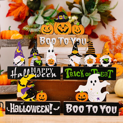 Halloween Holz Dekorationen Kürbis Geist