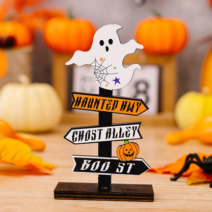 Halloween Holz Dekorationen Kürbis Geist