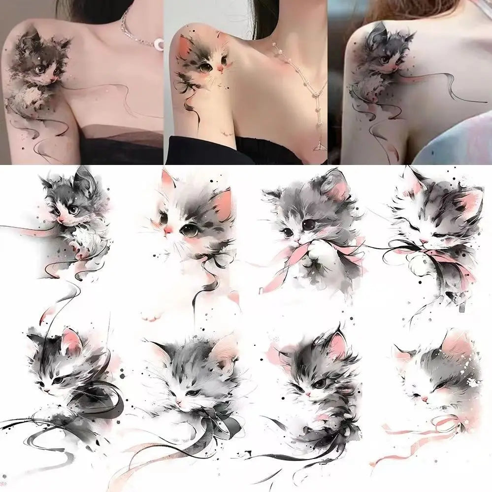 schwarze Katze Tattoo Aufkleber