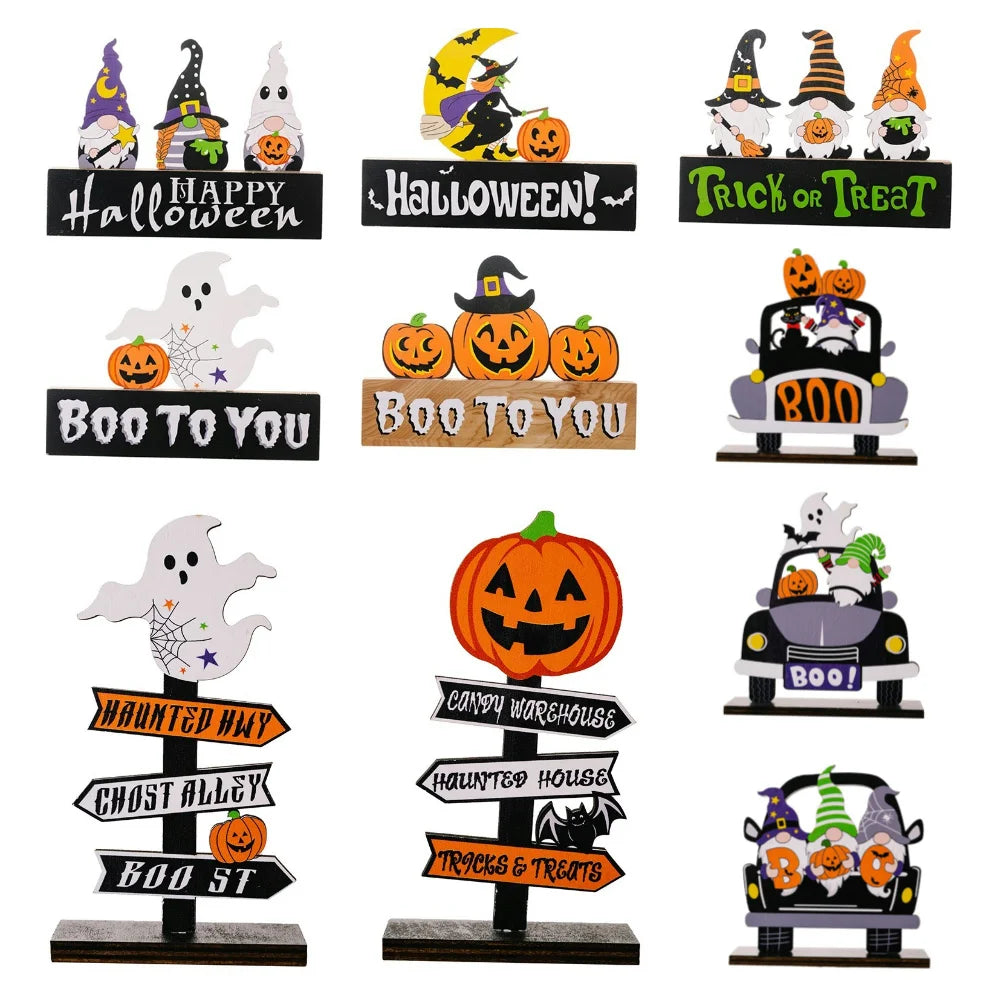 Halloween Holz Dekorationen Kürbis Geist