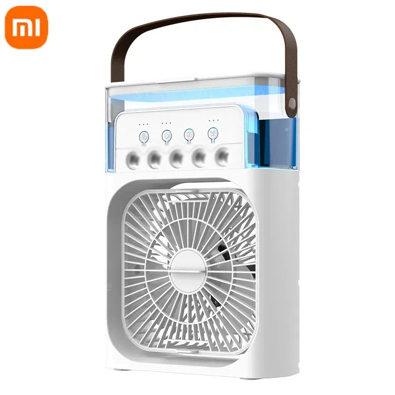 3-in-1 tragbarer Ventilator mit LED-Licht.