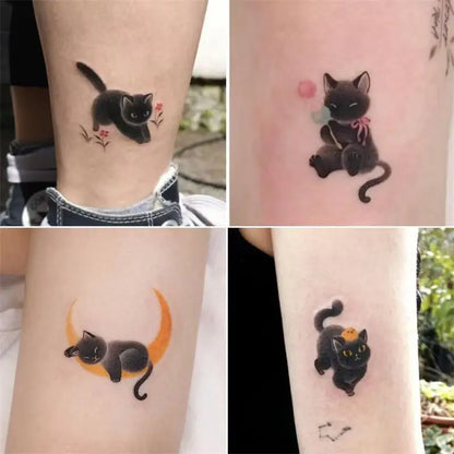 schwarze Katze Tattoo Aufkleber